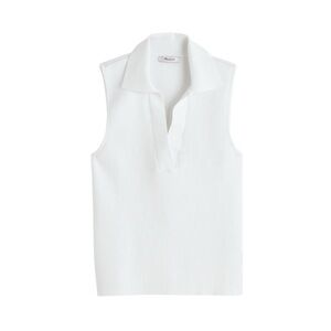 Madewell Cotton Johnny-Collar Sweater Tank in White